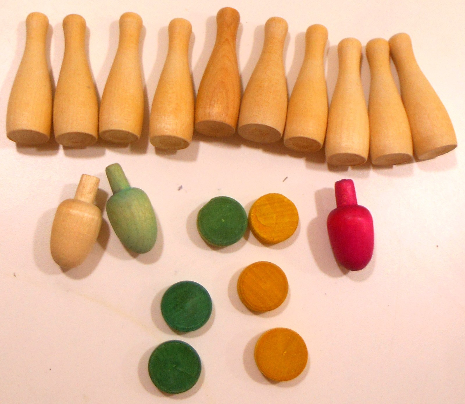Vintage Wooden Carrom Game Pins -Parts -Pieces total of 19 Pieces