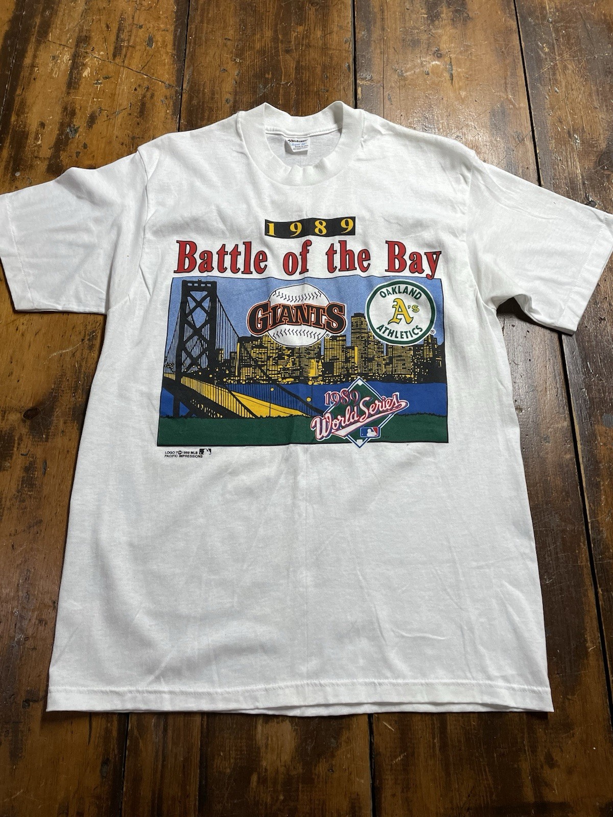 Vintage 1989 WORLD SERIES Battle Of The Bay Giants Vs A’s T Shirt Size Large