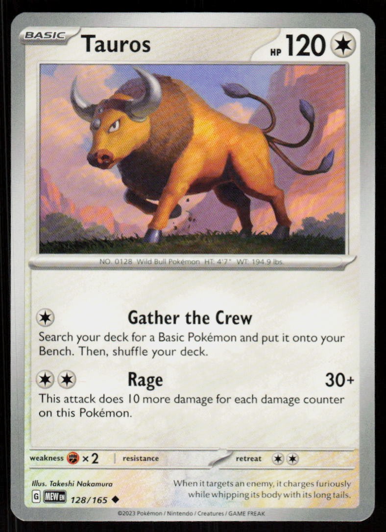 Tauros 128/165 Uncommon 151 Pokemon Near Mint