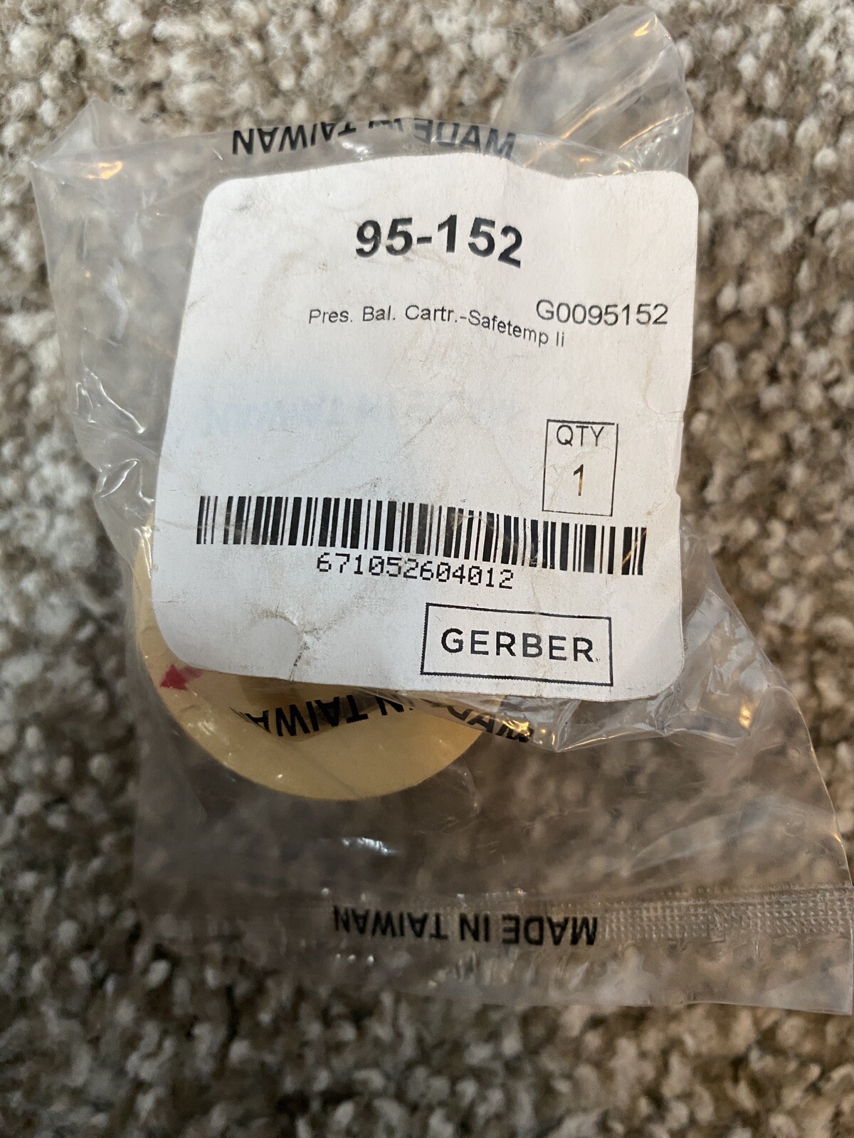 Gerber Genuine OEM 95-152 Pressure Balance Cartridge Safetemp II G0095152 NEW Gerber Genuine OEM 95-152 Pressure Balance Cartridge Safetemp II G0095152 NEW