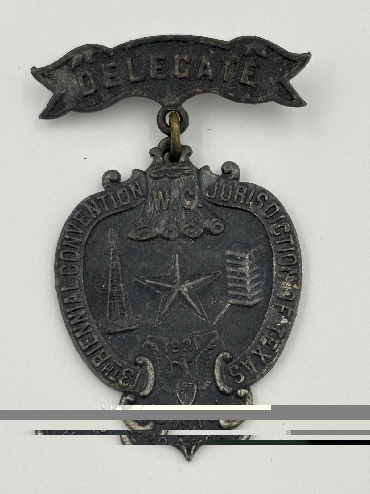Antique 1921 Bicentennial Houston Texas W.C. Masonic Convention Medal Badge