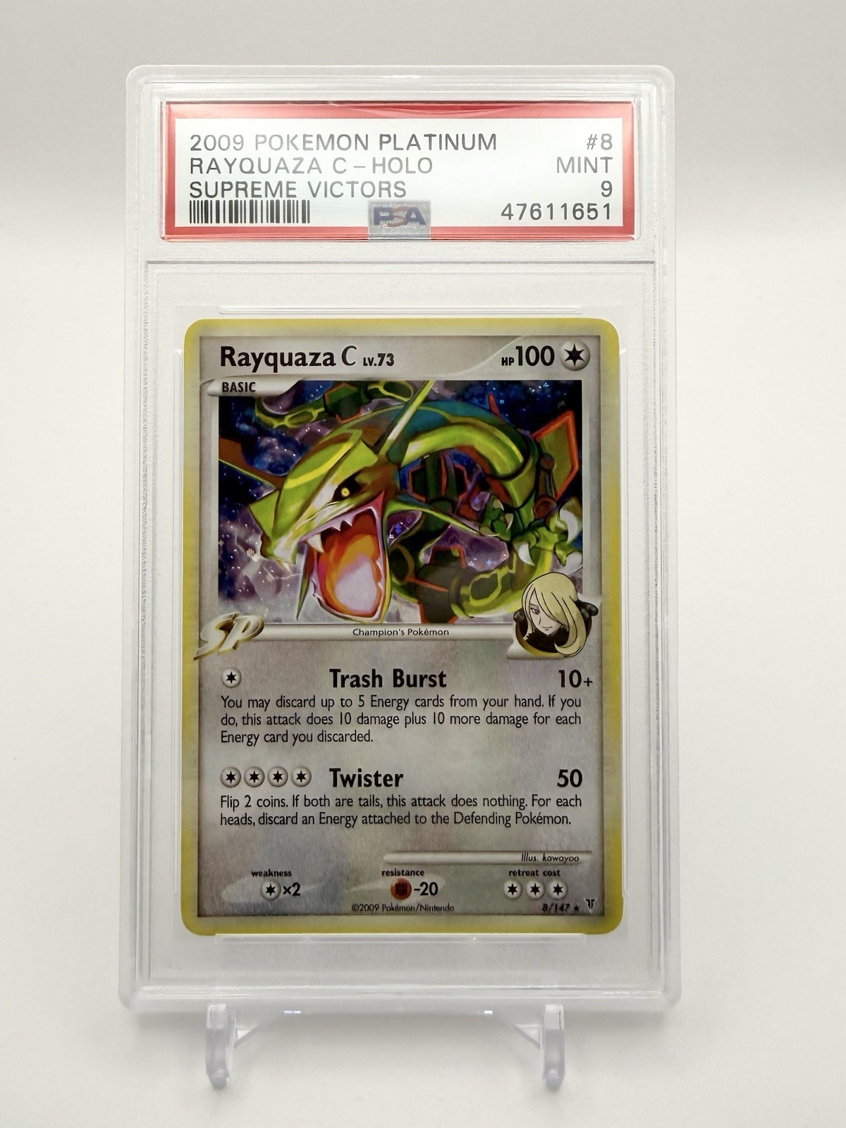 2009 Pokémon Platinum Supreme Victors Rayquaza C Holo #8/147 - PSA 9 MINT