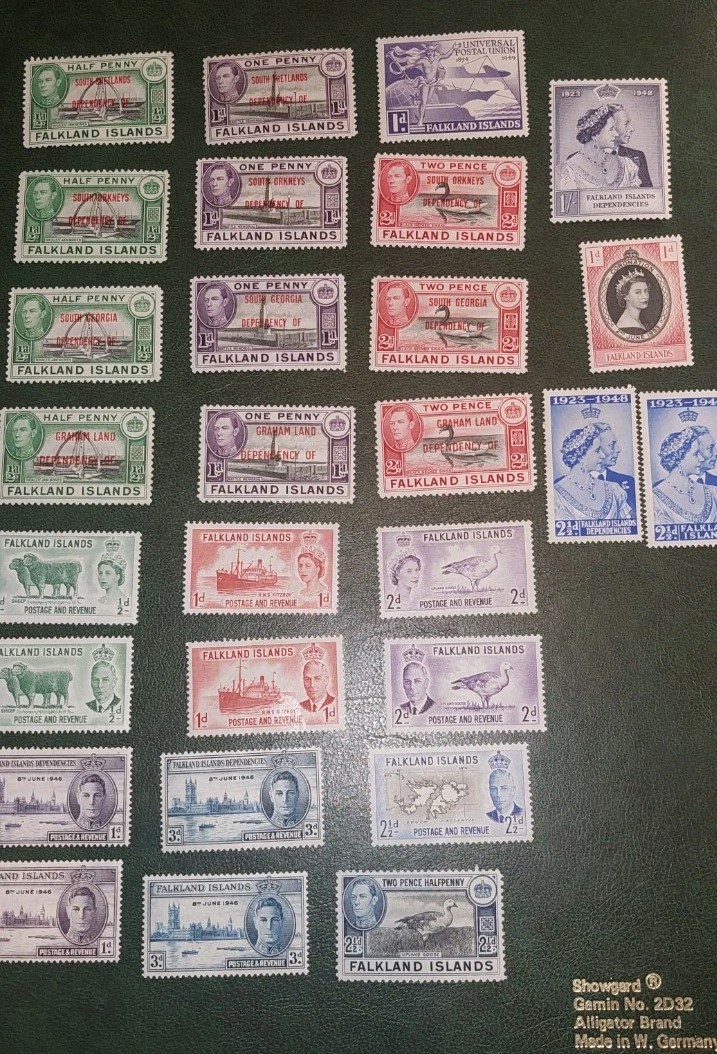 Falkland Islands & Dependencies Stamp Lot - 28 Mint Lightly Hinged (MLH) KGVI