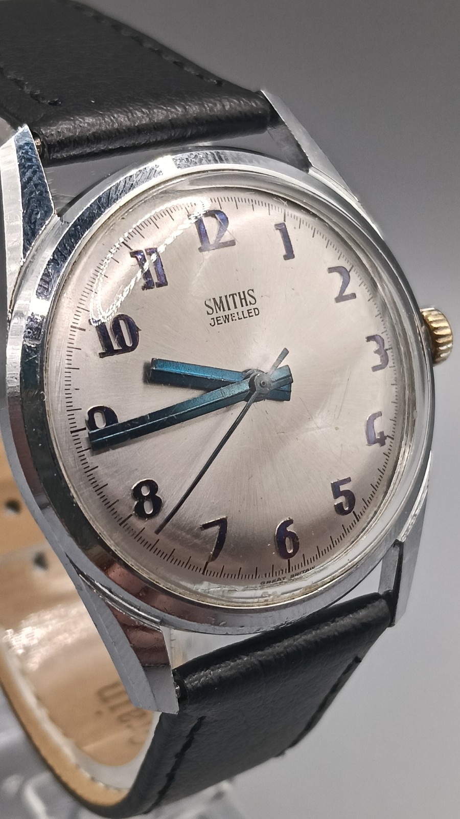 Vintage Smiths 1960s Jewelled Cal 512 British Made Silver Dial Watch Working