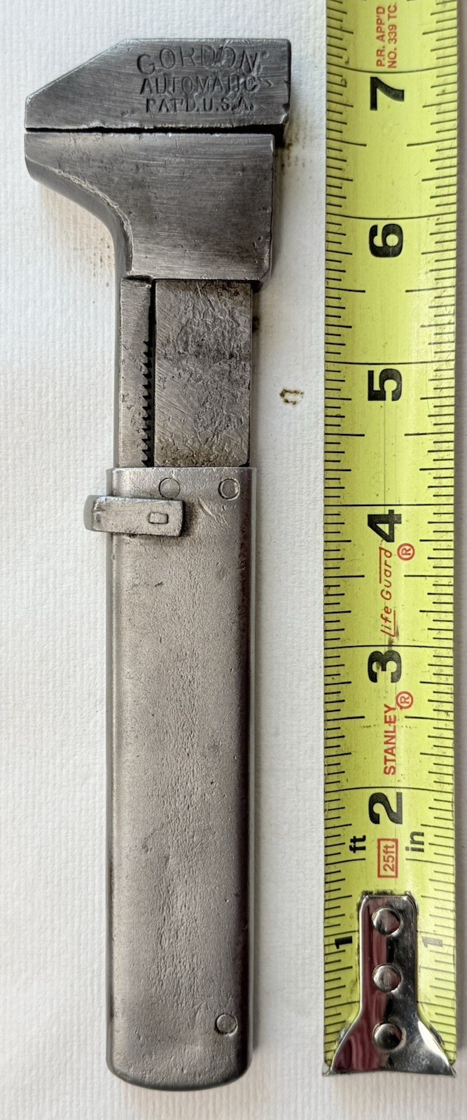 Vintage GORDON AUTOMATIC PAT\'D USA Adjustable Wrench Used