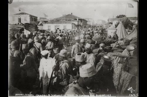 Mudros Lemnos Greece 1915 Colonial Senegalese Troops Depart Dardanelles