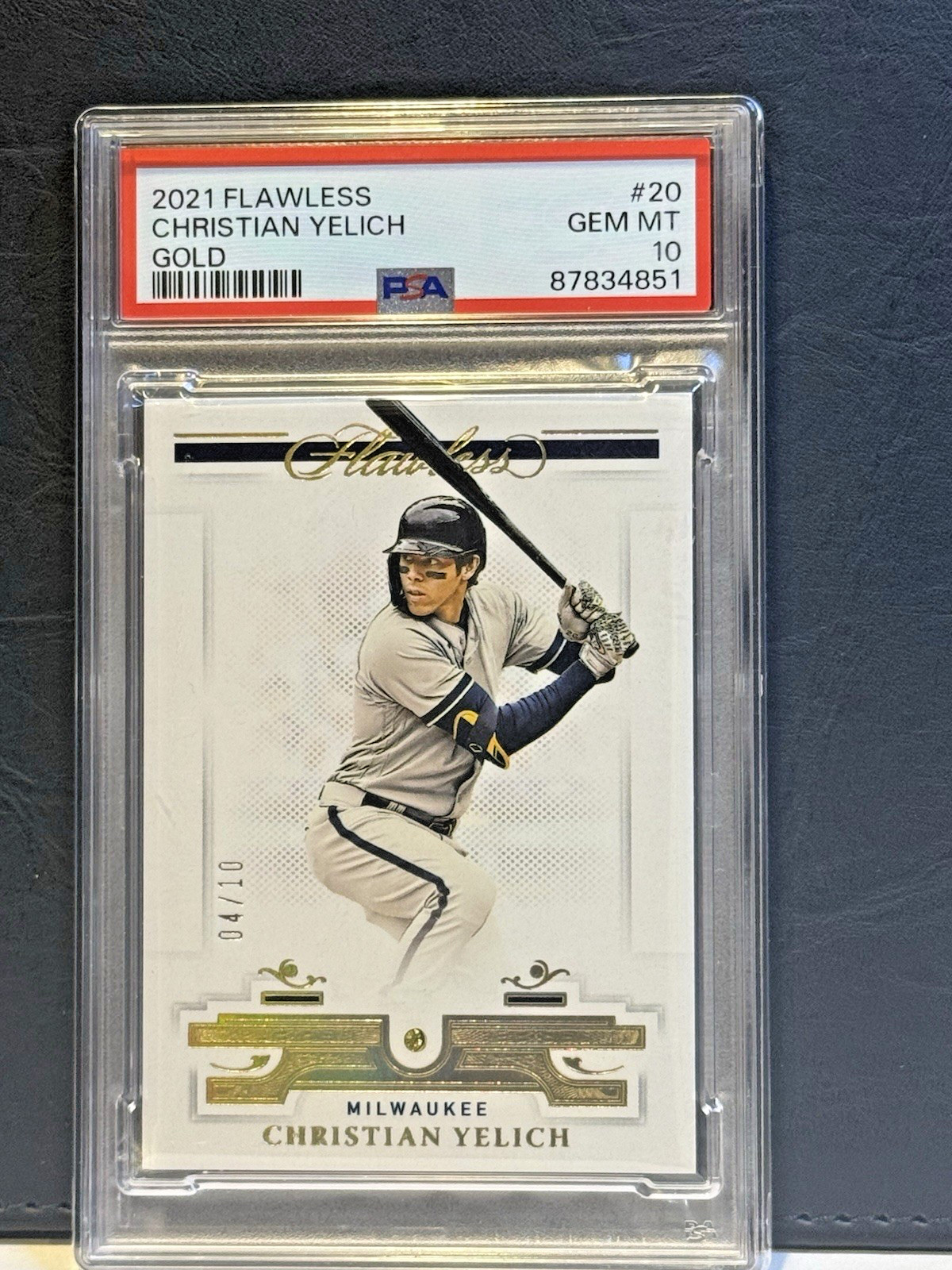 Christian Yelich 2021 Panini Flawless #20 Gold /10 PSA 10 1 Pop Brewers