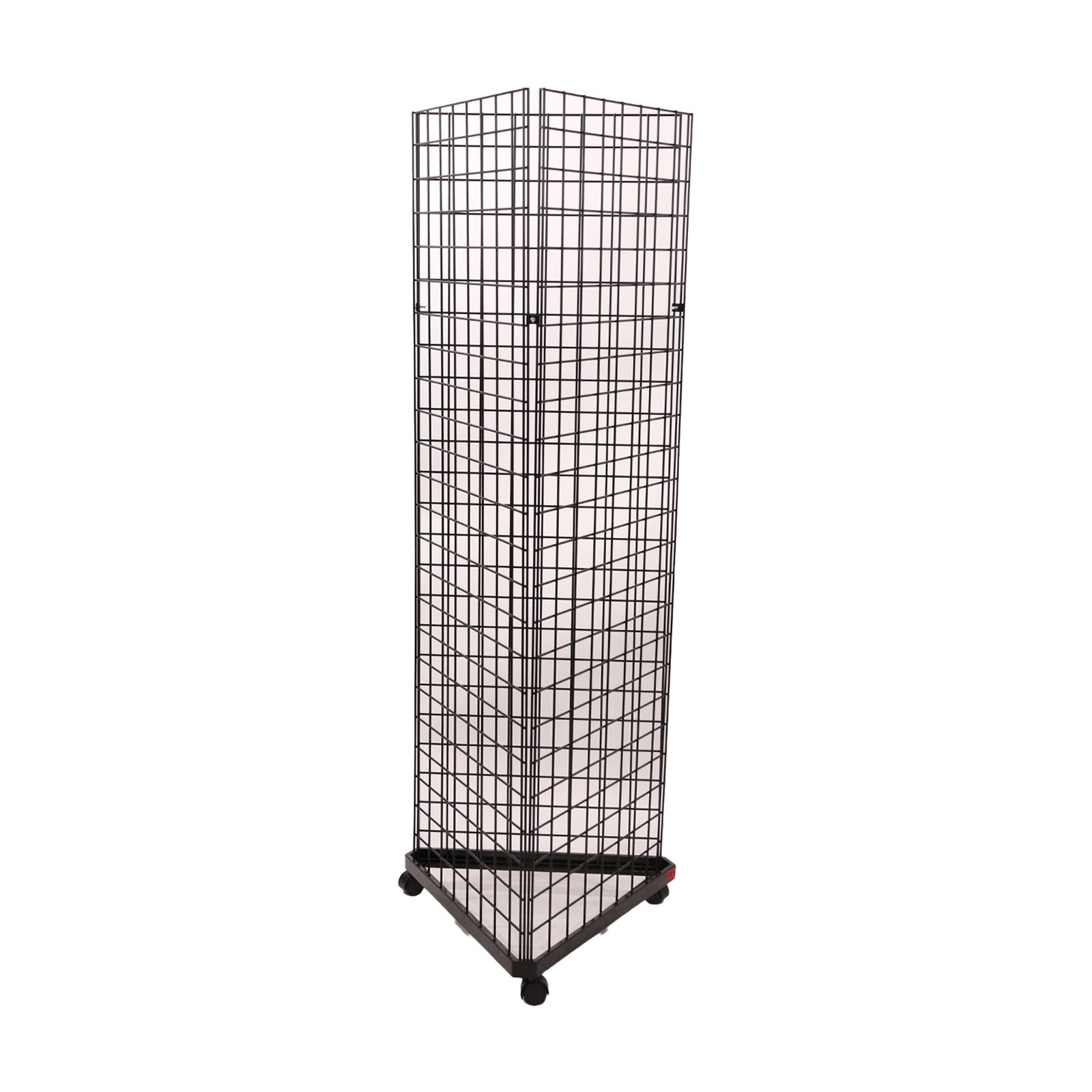 SSWBasics Black Triangle Wire Grid Tower with Base and Casters SSWBasics Black Triangle Wire Grid Tower with Base and Casters
