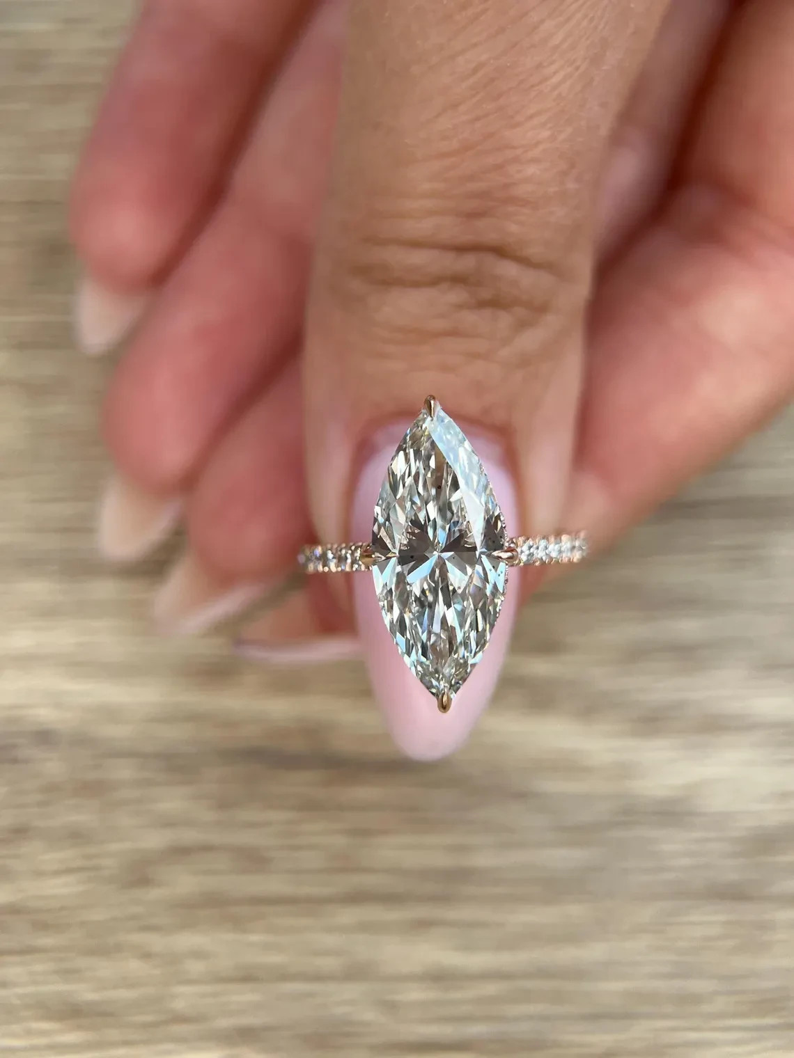 IGI 4.3Ct Marquise Lab Grown Diamond EF/VS1 Wedding Women\'s Ring 14K Yellow Gold