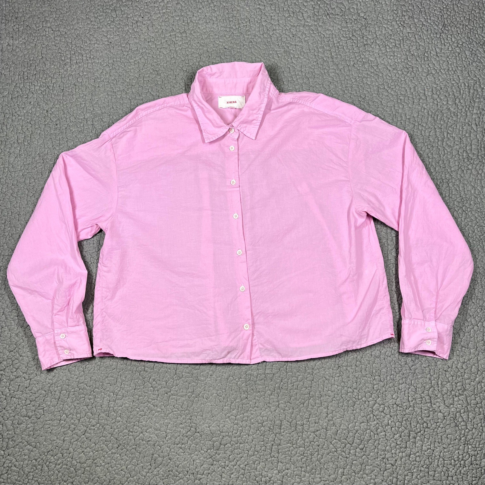 Xirena Button Down Womens S Beau Cotton Long Sleeve Oversized Pink Preppy Xirena Button Down Womens S Beau Cotton Long Sleeve Oversized Pink Preppy