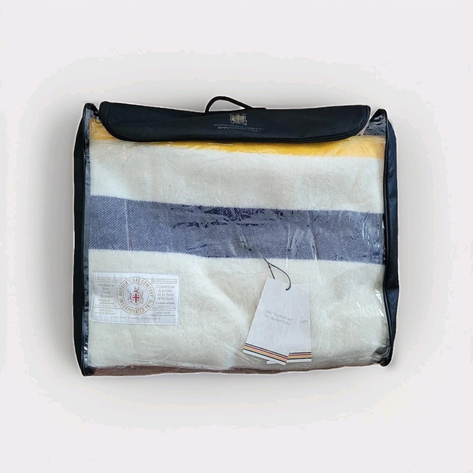 Classic Hudson's Bay HBC Stripes KING Multistripe 8 Point Wool Blanket NEW Classic Hudson's Bay HBC Stripes KING Multistripe 8 Point Wool Blanket NEW