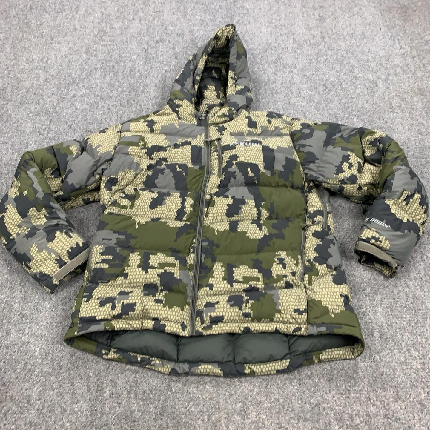 KUIU Super Down LT Jacket Mens 3XL Verde Camo Hooded Down Puffer Full Zip Toray