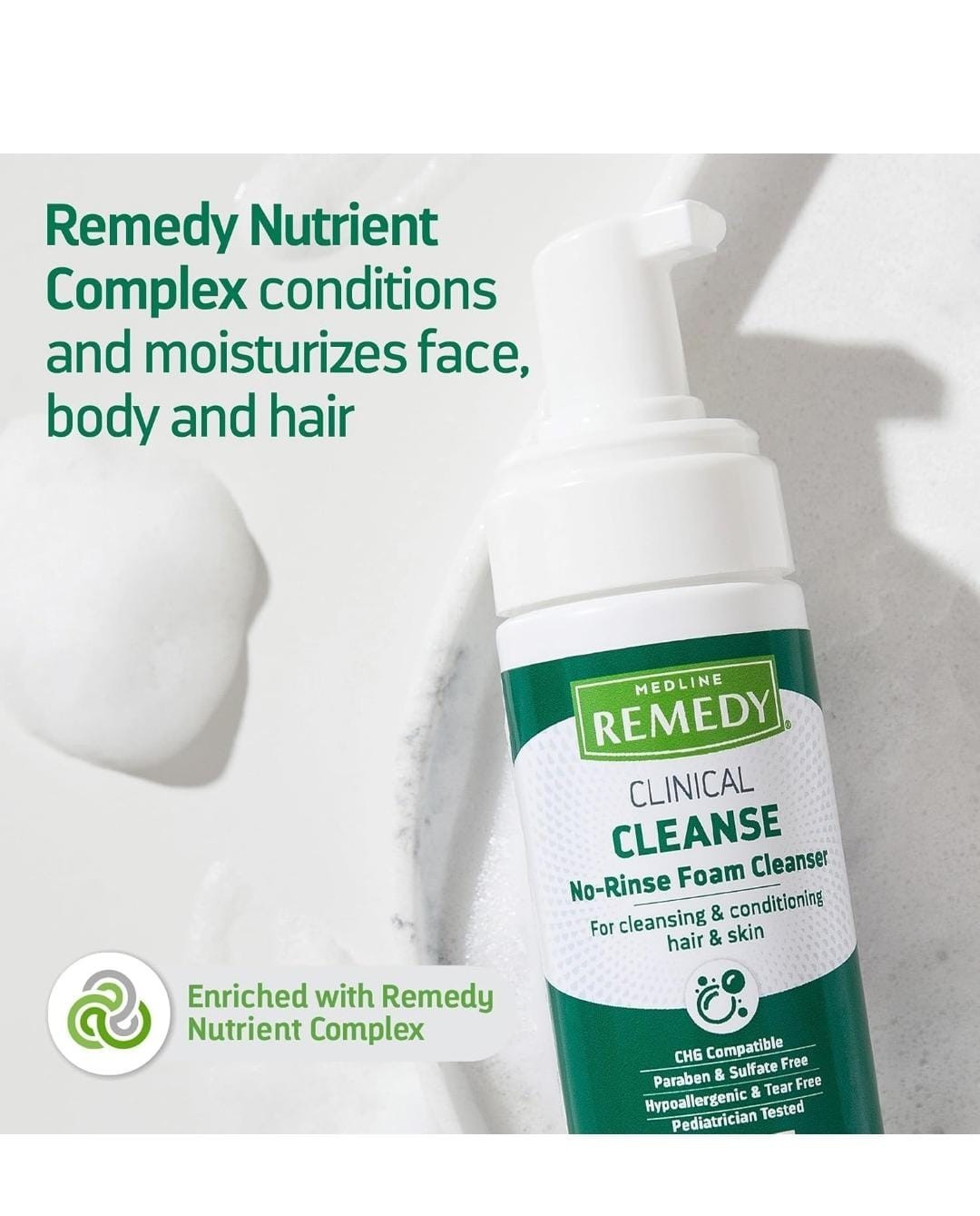 LOT 4 Medline REMEDY Clinical CLEANSE No-Rinse Foam Cleanser Vanilla Scent 8 oz