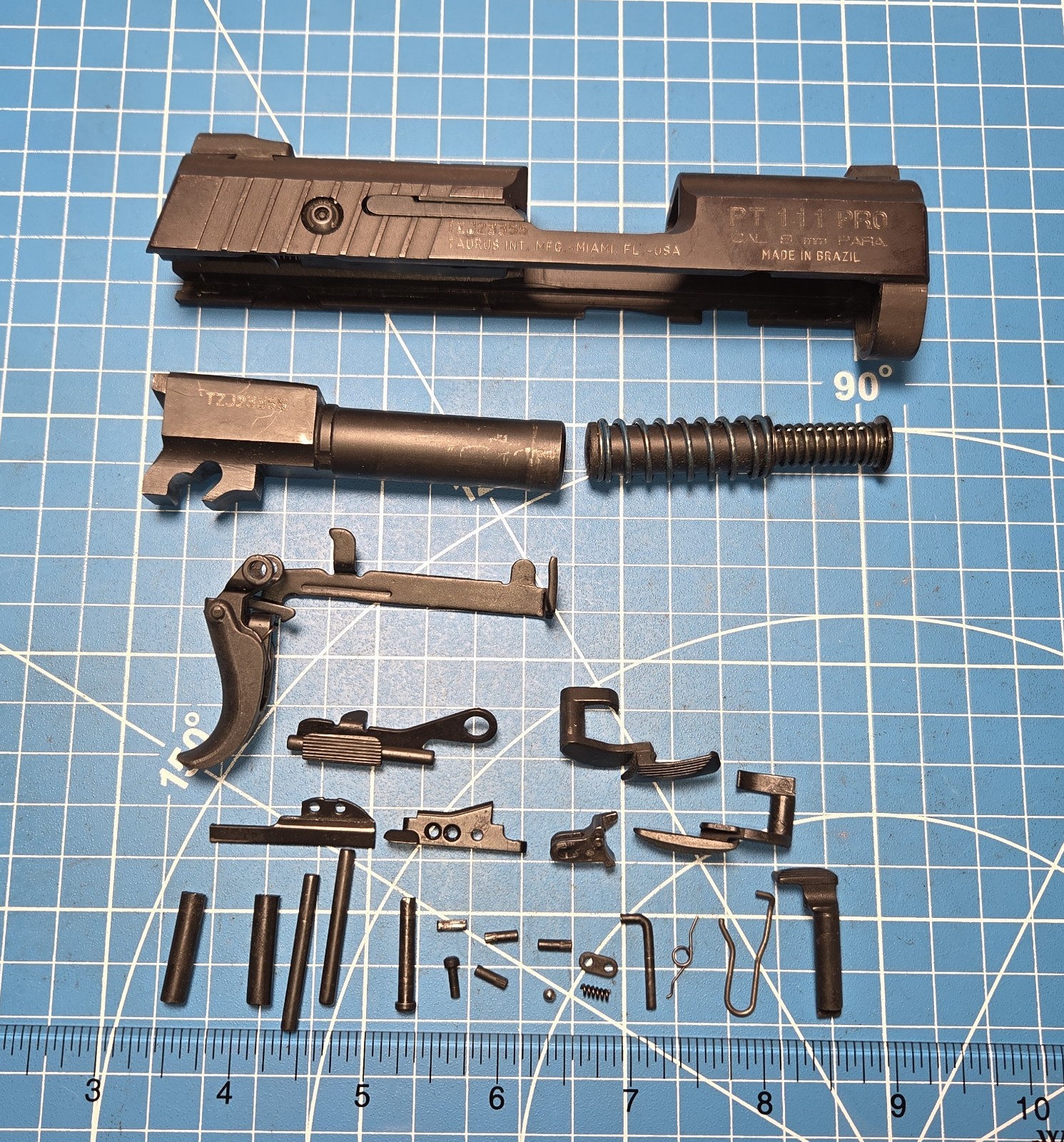 TAURUS PT-111 PRO MILLENNIUM 9MM    SLIDE, BARREL, PINS, SPRINGS, AND TRIGGER