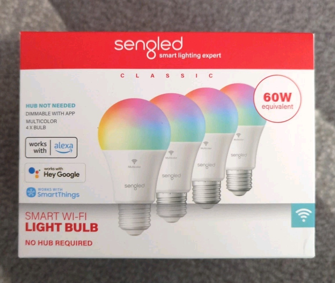 Sengled WiFi Color Changing Light Bulb, A19 RGB No Hub Required - 4 Pack Smart