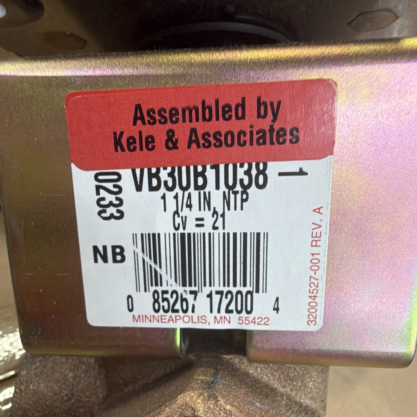 Kele & Associates Brass Zone Valve 1-1/4 in NPT for Honeywell VC VB30B1038