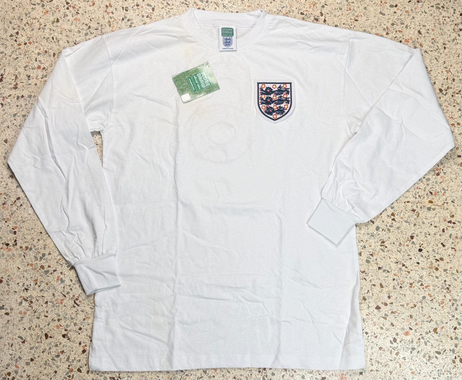 Score Draw Official Retro England 1966 World Cup Finals Home Jersey Size Large