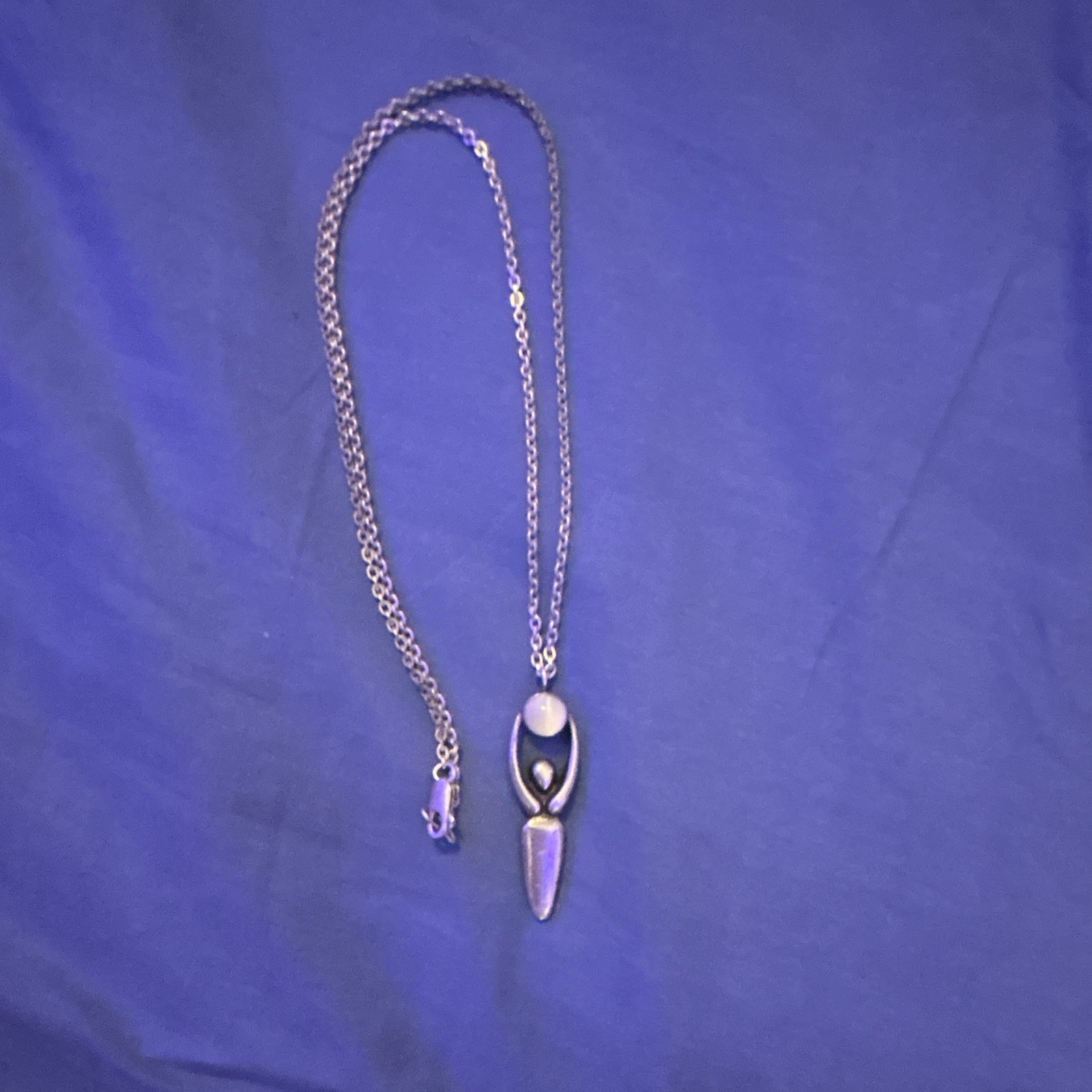 Moon over Gaia-Vintage Sterling Goddess Necklace with Moonstone