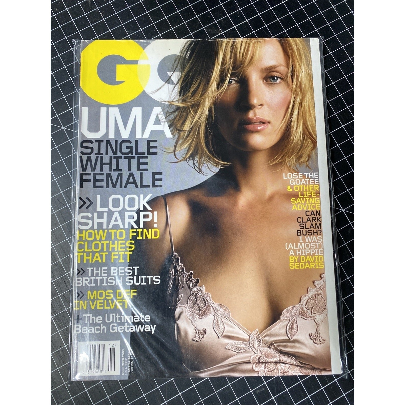 GQ Magazine December 2003 Uma Thurman Mos Def - Amazing Vintage Men’s Fashion