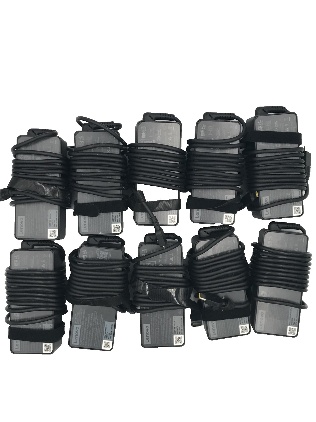 A lot of 10 Lenovo Max 65w 20V 3.25A AC Adapter USB Type C-WITH POWER CABLE A lot of 10 Lenovo Max 65w 20V 3.25A AC Adapter USB Type C-WITH POWER CABLE