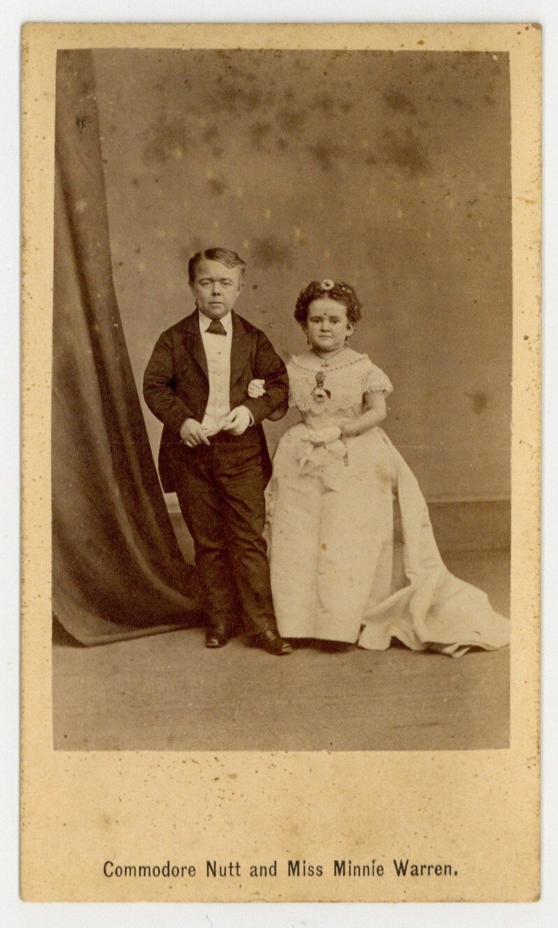 Commodore Nutt & Minnie Warren 1864 Circus Sideshow PT Barnum CDV Photo War Era