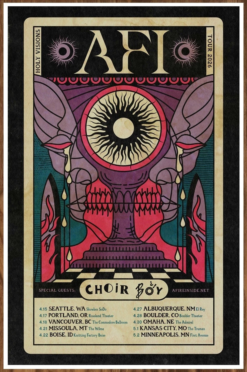 AFI Holy Visions Tour 2025 Ltd Ed RARE Poster +BONUS Punk Rock 13x19 Poster Only