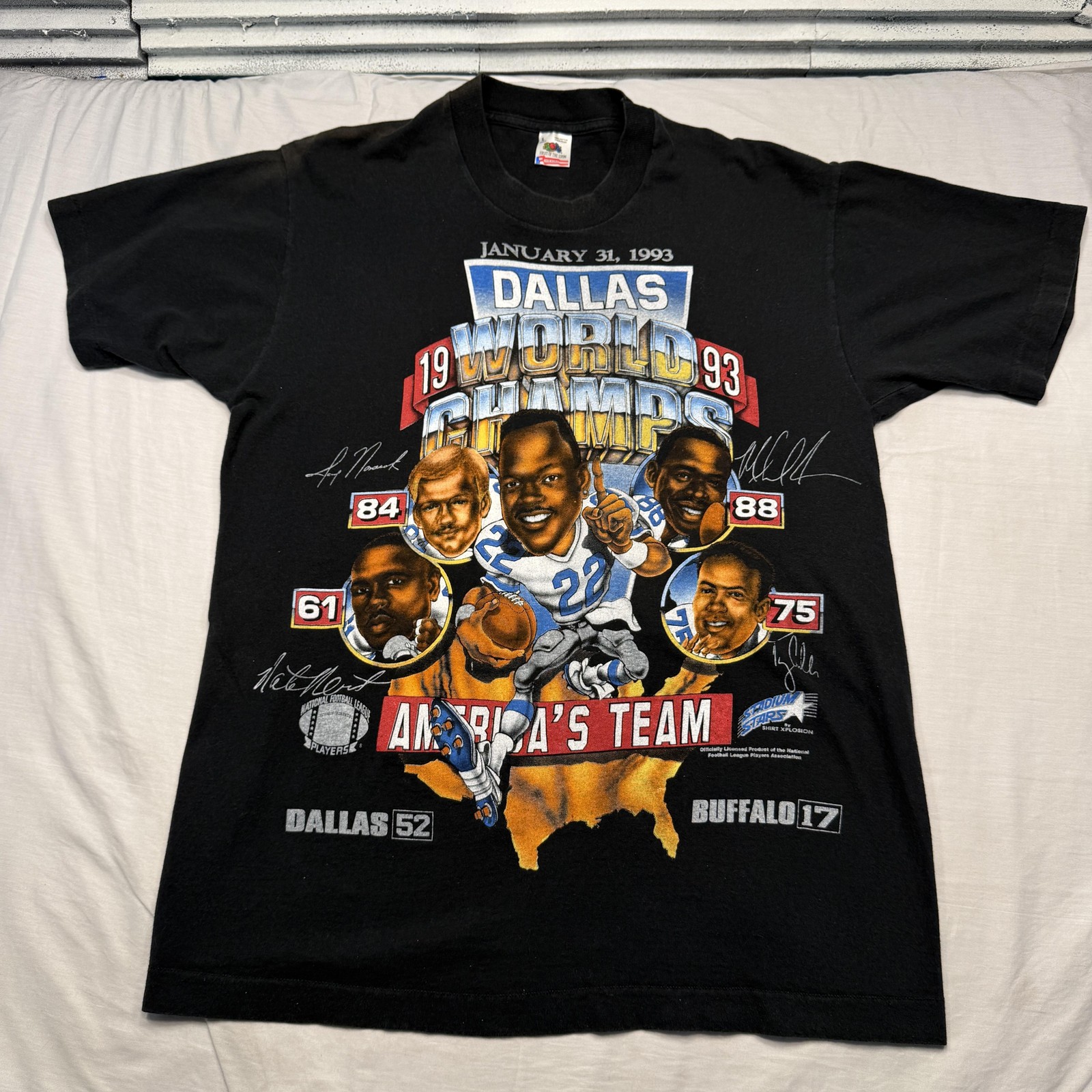 Vintage Dallas Cowboys Shirt Mens Large Black NFL Football Fruit Of The Loom