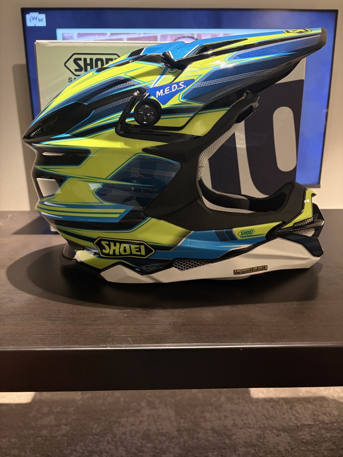 Shoei VFX-W VFX-EVO VFX W06Motocross Dirt Bike Helmet Size M Blue/Green/White Shoei VFX-W VFX-EVO VFX W06Motocross Dirt Bike Helmet Size M Blue/Green/White