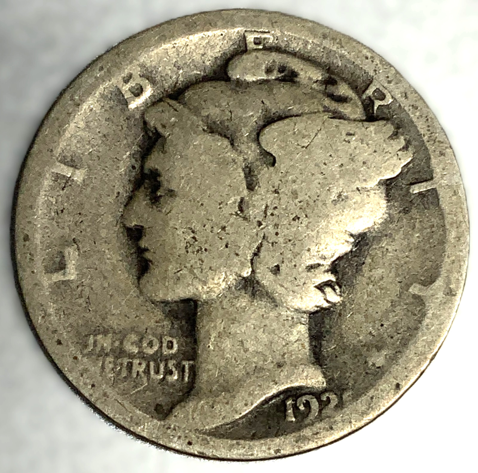 1921 P Mercury Dime Semi Key Date Antique U.S.A. Coin 90% Silver Avg Circ - 4503