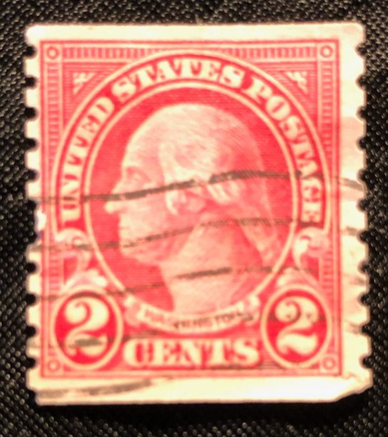 2-cent George Washington postage stamp (carmine red) from the 1922–1931 2-cent George Washington postage stamp (carmine red) from the 1922–1931