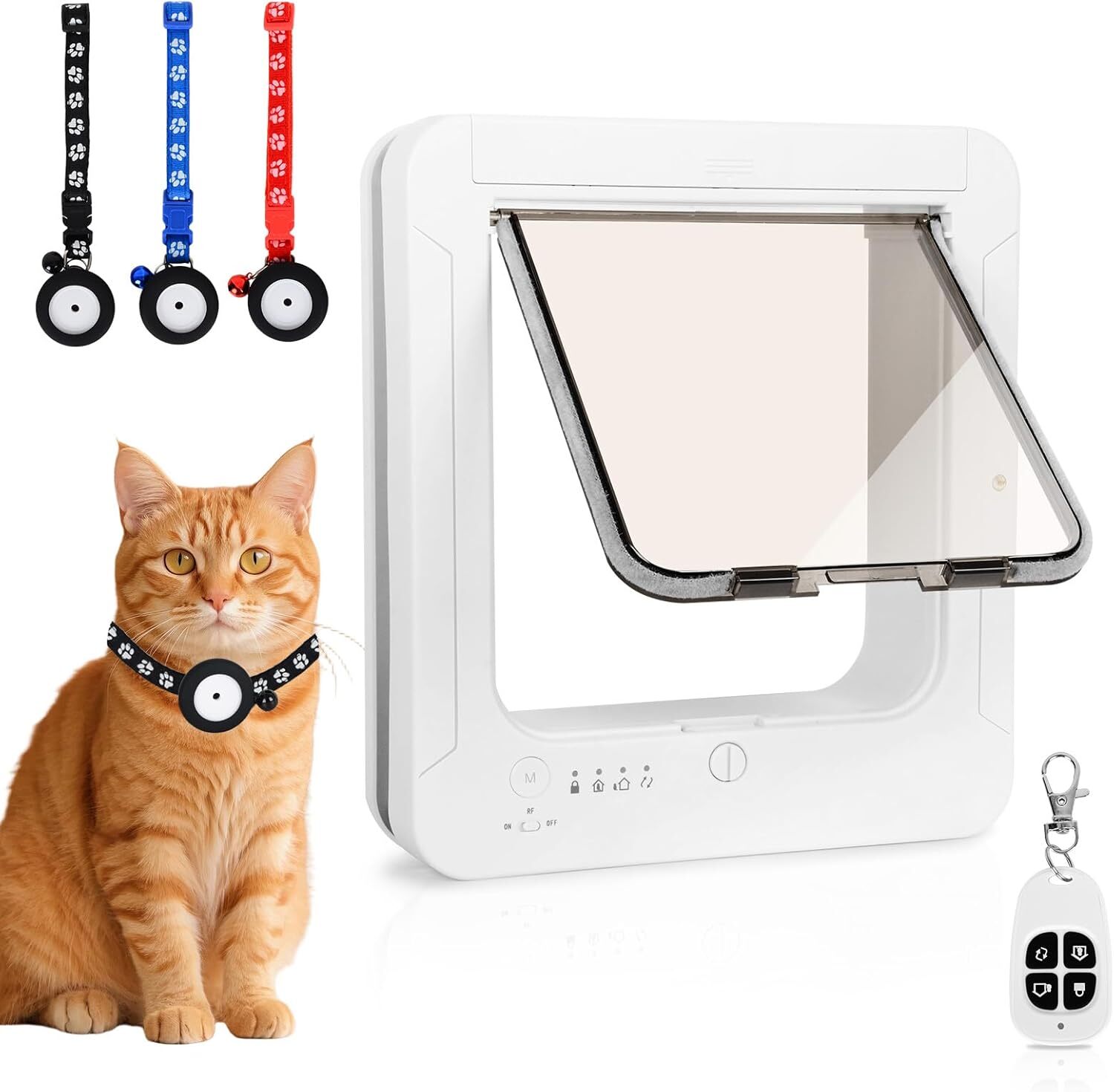 Smart Cat Door Pet Door 3 RFID Collar Sensor Keys Automatic Opening Cat Door