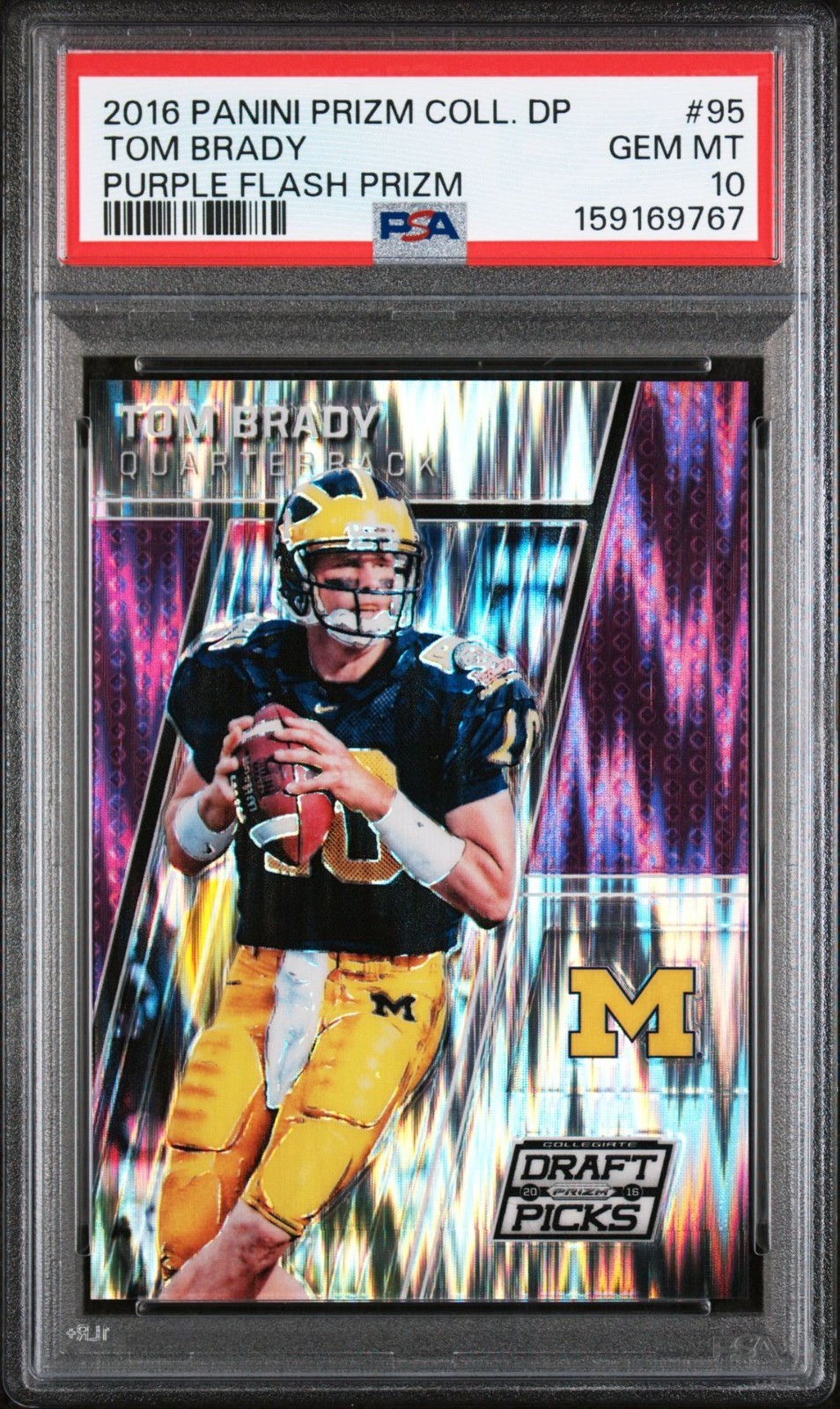 TOM BRADY 2016 Panini Prizm Coll. Draft Picks #95 PURPLE Flash PRIZM /99  PSA 10