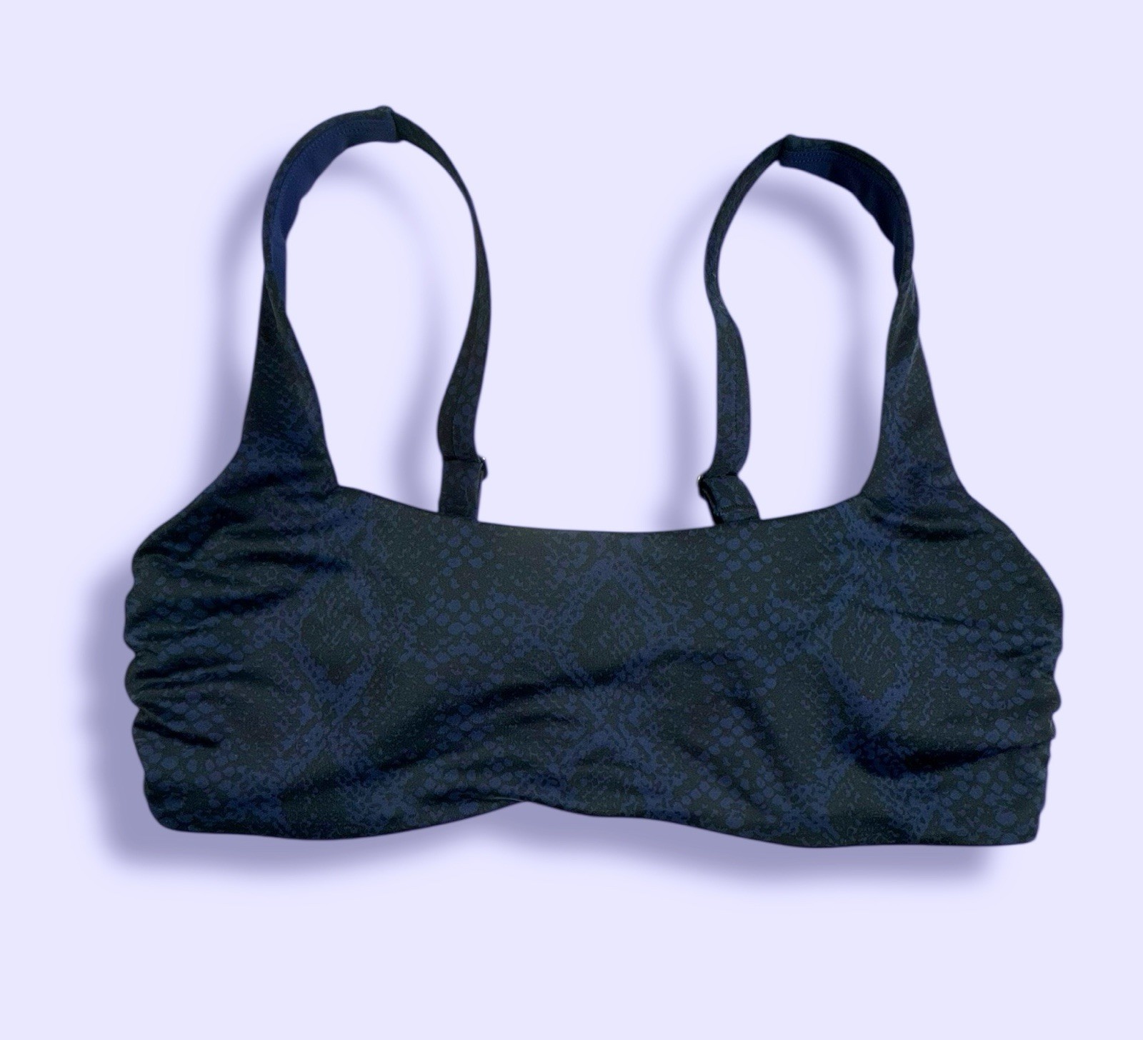 Athleta 34B/C Snake Bra Cup Sized Bikini Top 530978 Dress Blue Black Underlined