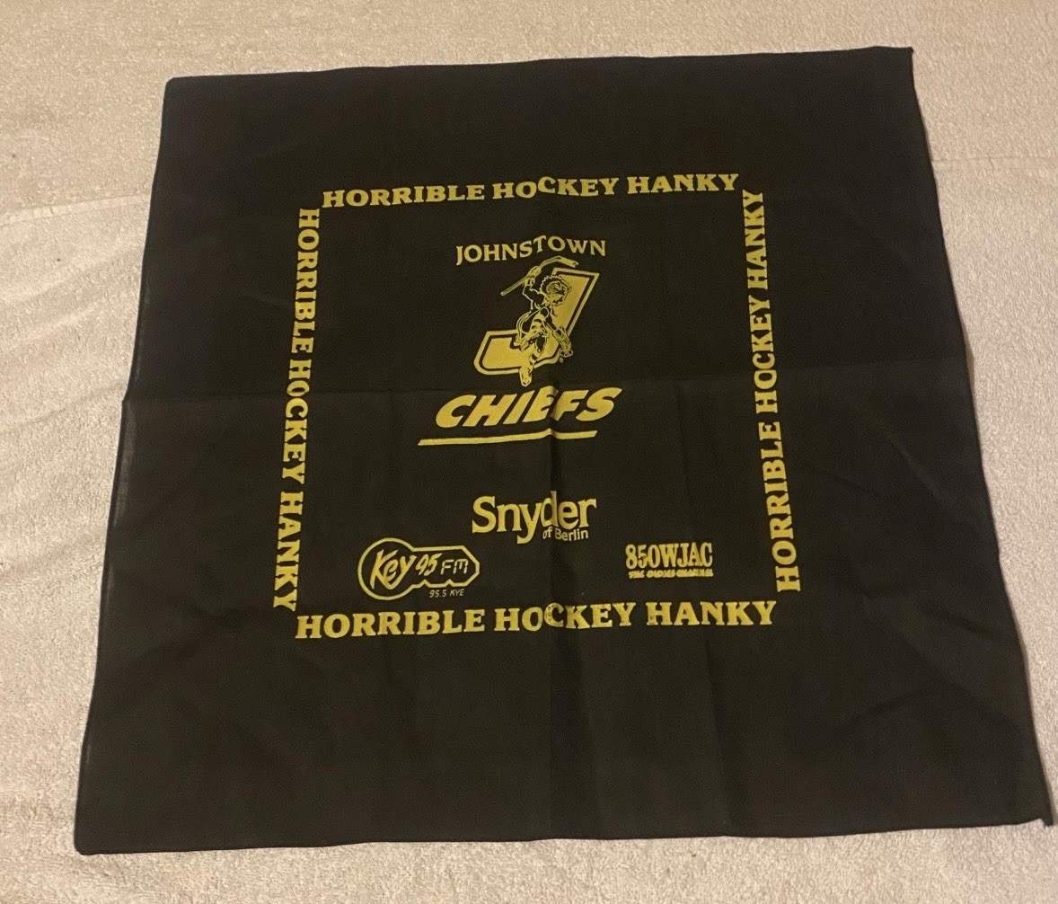Johnstown Chiefs East Coast Hockey League Horrible Hockey Hanky Vintage Giveaway Johnstown Chiefs East Coast Hockey League Horrible Hockey Hanky Vintage Giveaway