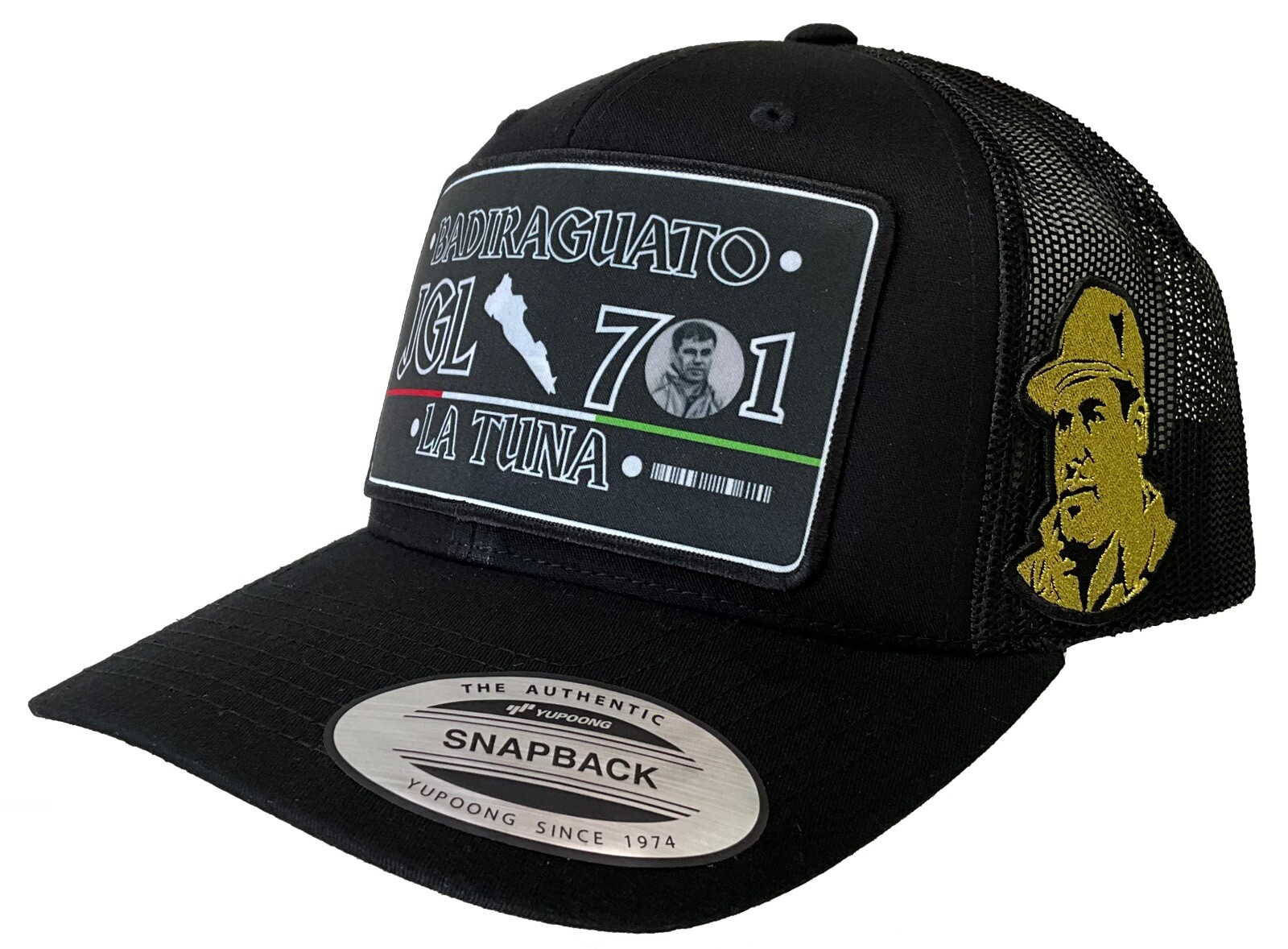 EL CHAPO GUZMAN HAT BLACK MESH BADIRAGUATO LAS TUNAS JGL 701 SINALOA HAT EL CHAPO GUZMAN HAT BLACK MESH BADIRAGUATO LAS TUNAS JGL 701 SINALOA HAT