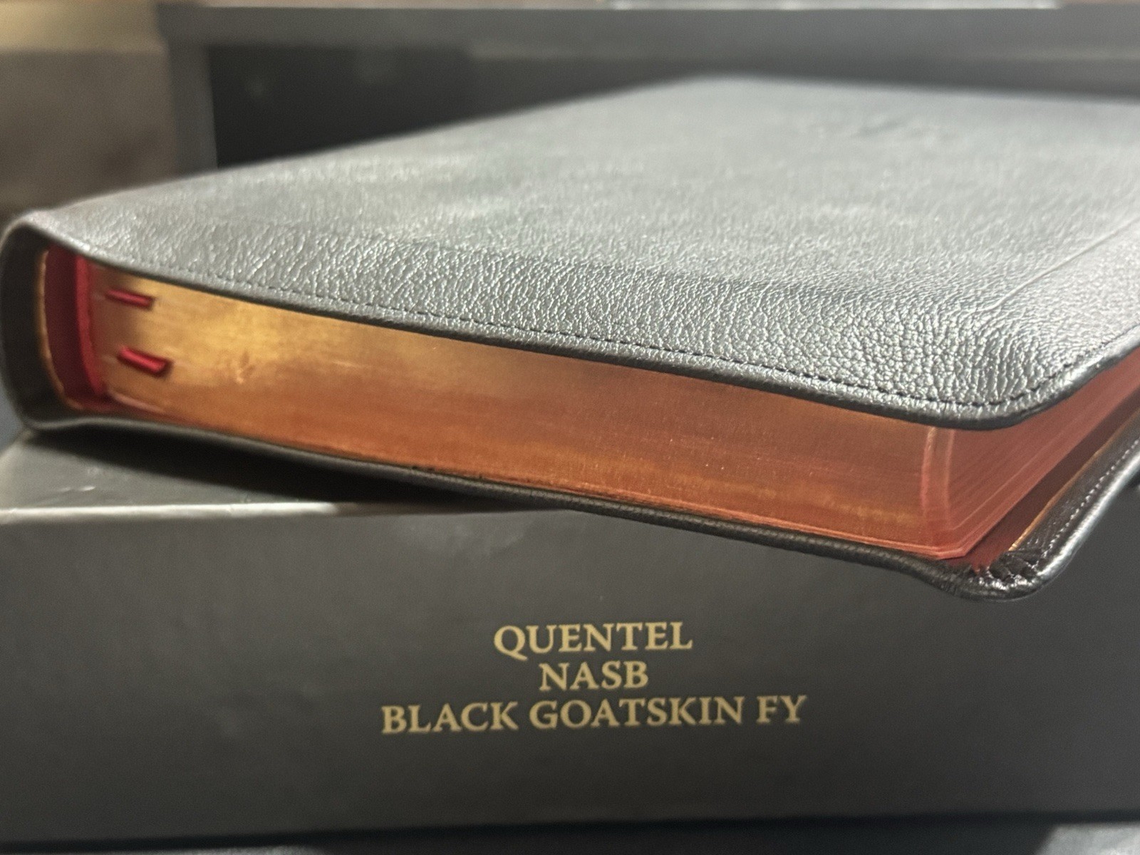 A completely clean 1995 NASB Black Goatskin Schuyler Quentin
