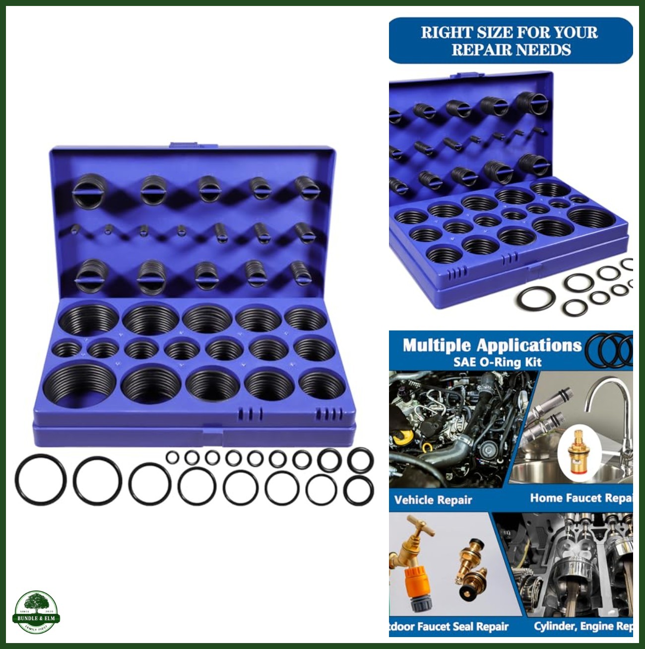 XBVV 407 Pcs Universal SAE O Ring Assortment Kit，32 Inch Sizes Standard Nitrile