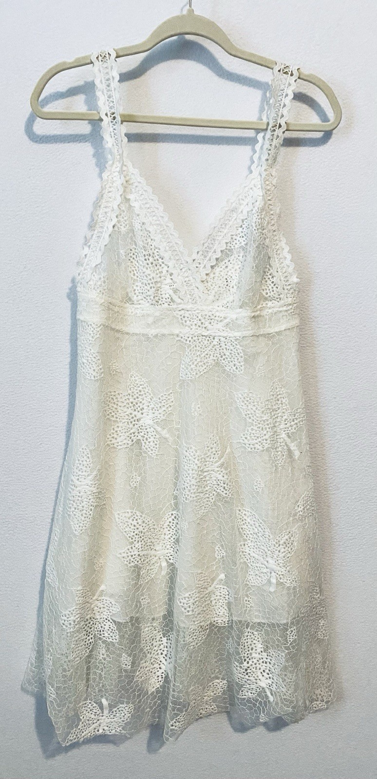 POL Anthropologie Dress Womens Medium White Crochet Sleeveless Romantic Flirty