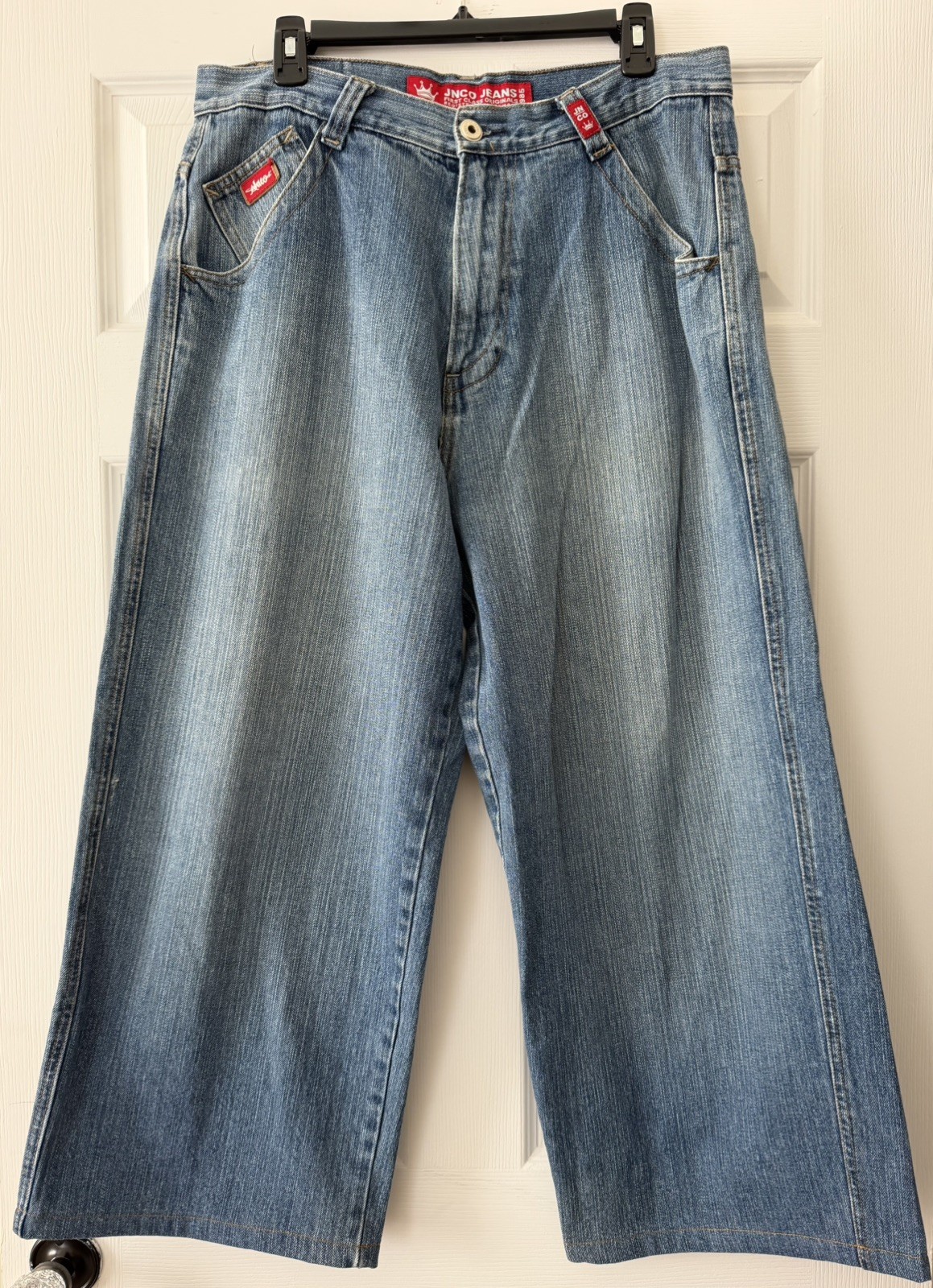 JNCO First Class Crown Embroidered Baggy Wide Leg Jeans 33x25