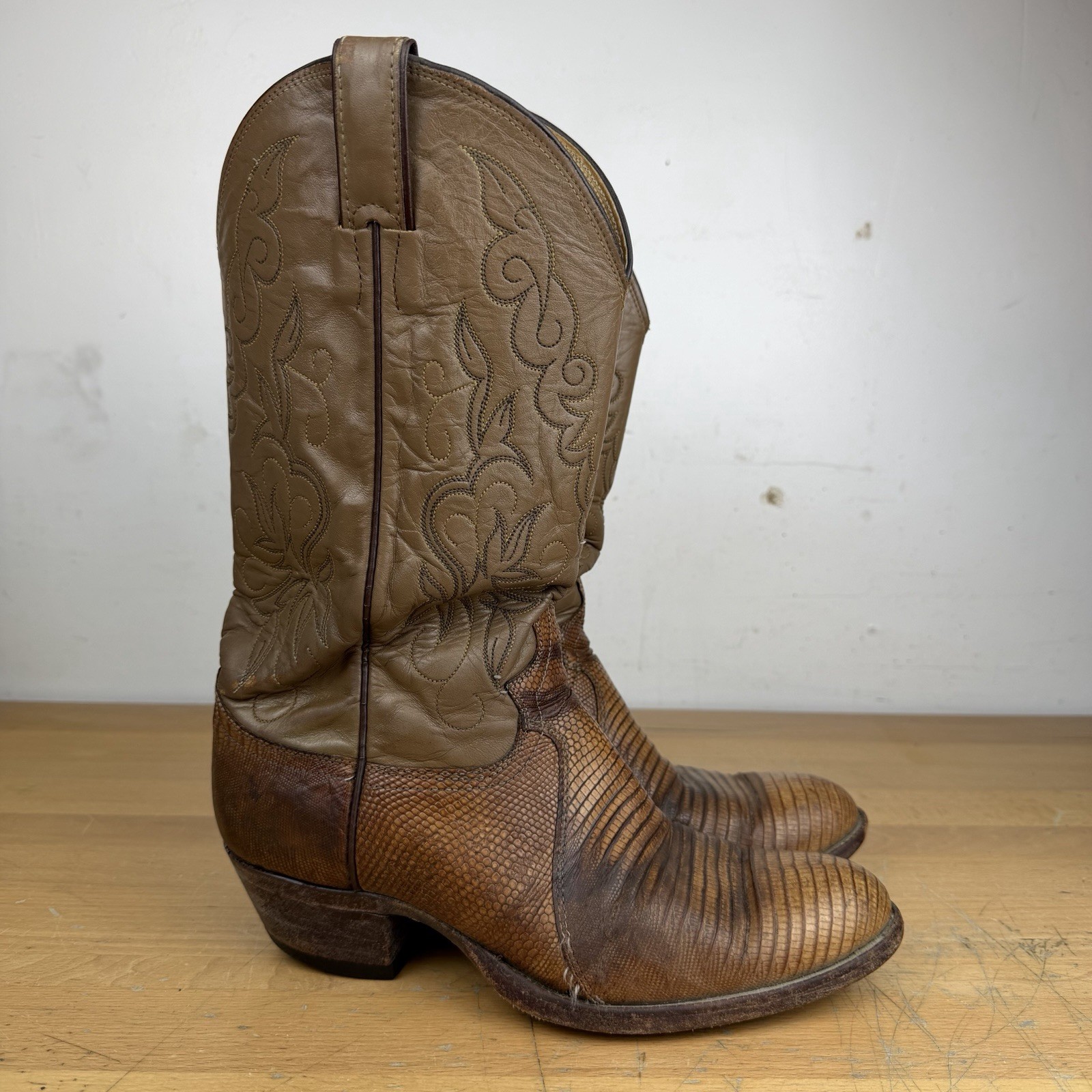 Vintage 1982 Justin 2776 Teju Lizard Cowboy Boots Mens 8 EE USA Exotic