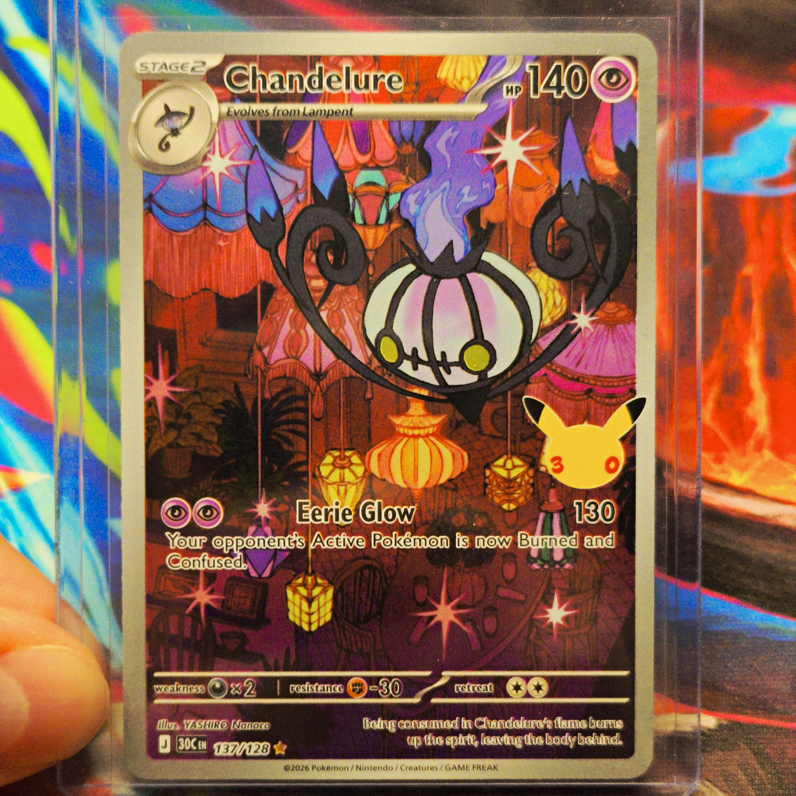 30th Celebration Chandelure IR 137/128 Pokemon Card Near Mint 