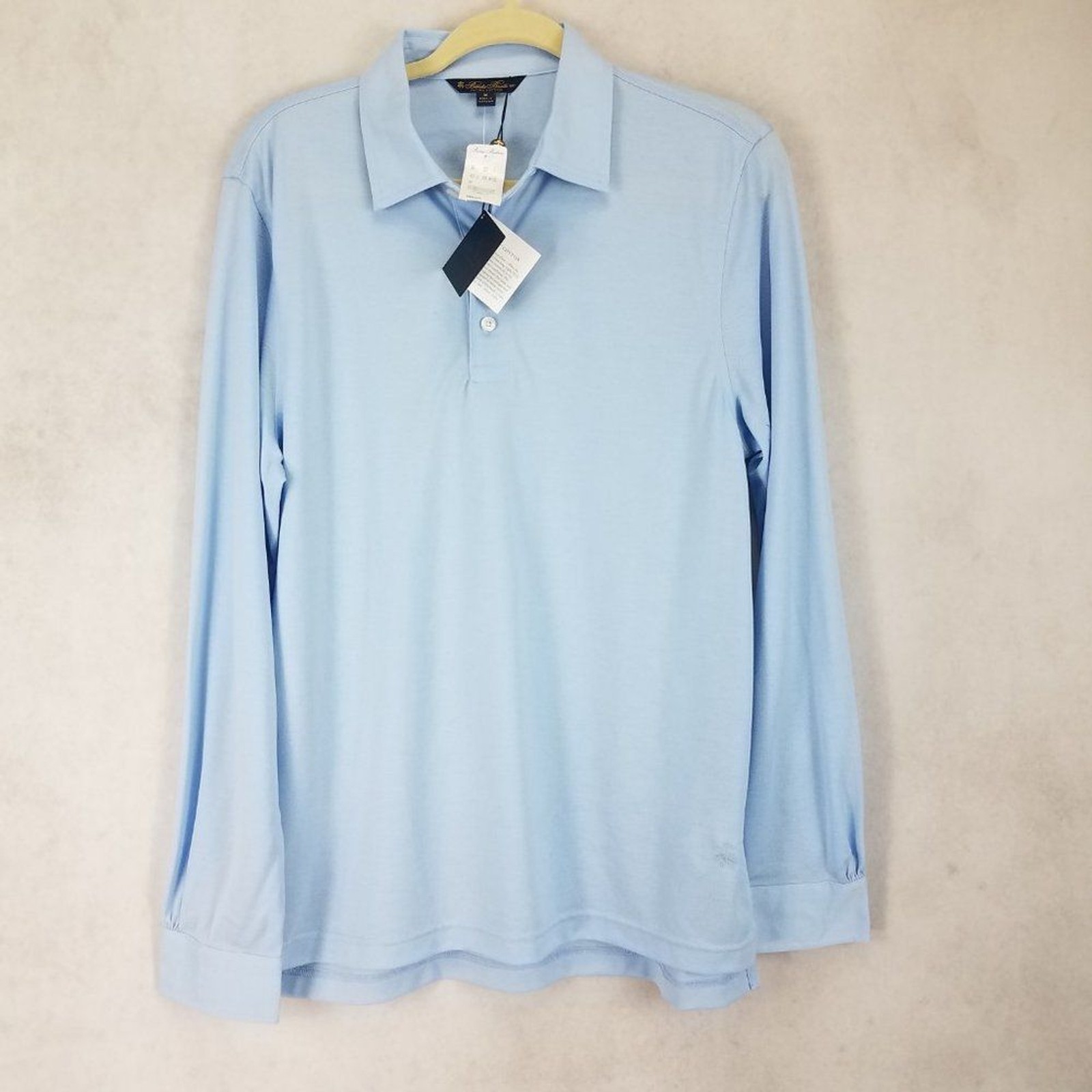 Brooks Brothers Polo Top Mens L Shirt Supima Cotton Long Sleeve Blue Casual NWT