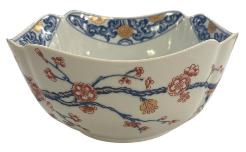 MMA MOTTAHEDEH IMARI SCROLL LARGE SQUARE BOWL MMA MOTTAHEDEH IMARI SCROLL LARGE SQUARE BOWL