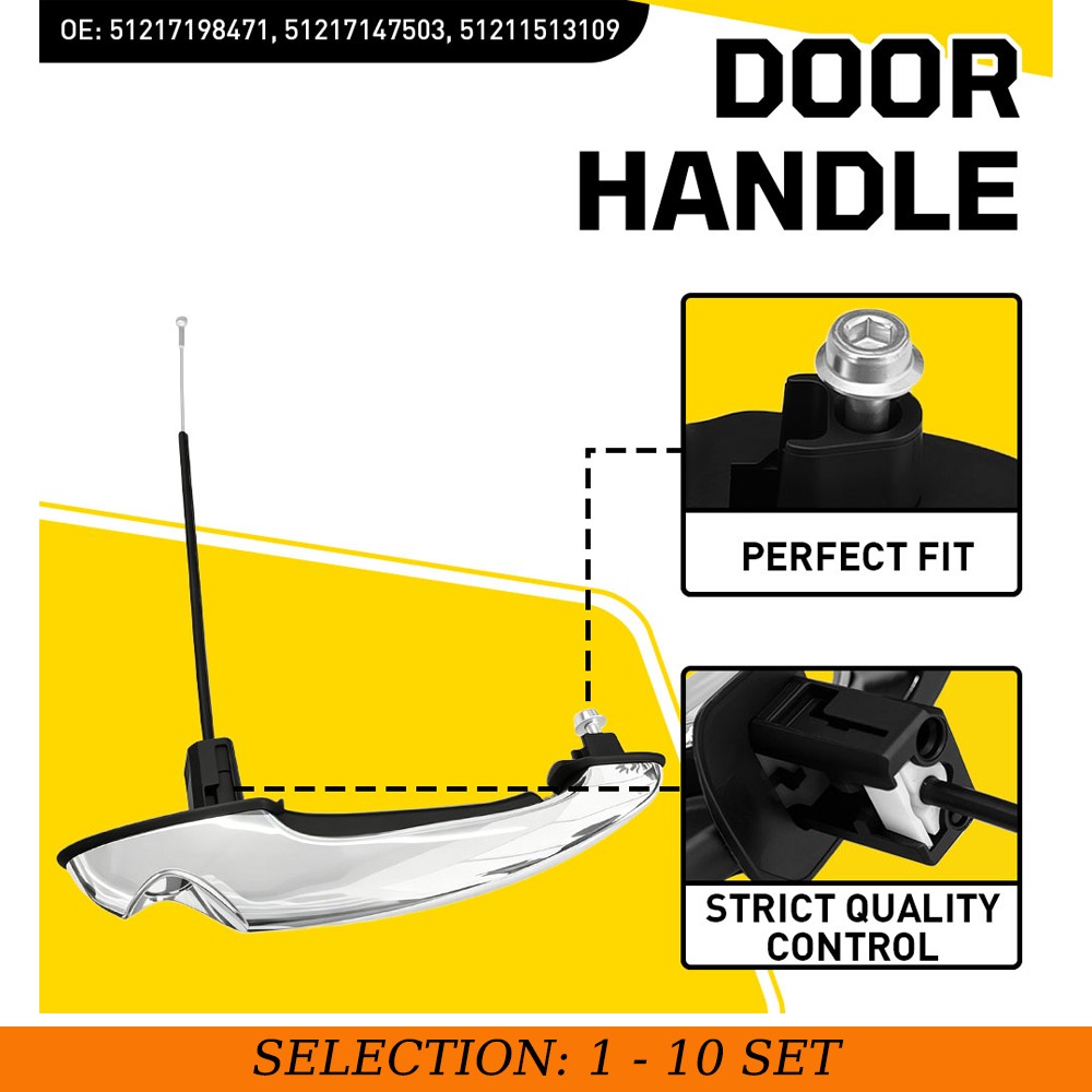 1-10X Front Driver Side Exterior Door Handle Fit For Mini Cooper R58 R59 2012-15