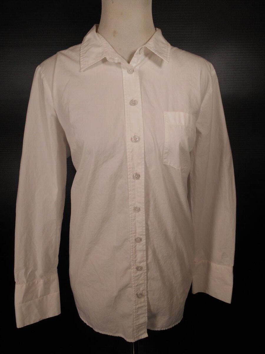 Beautiful Women\'s PL Petite Large Talbots White Long Sleeve Fitted Button Blouse
