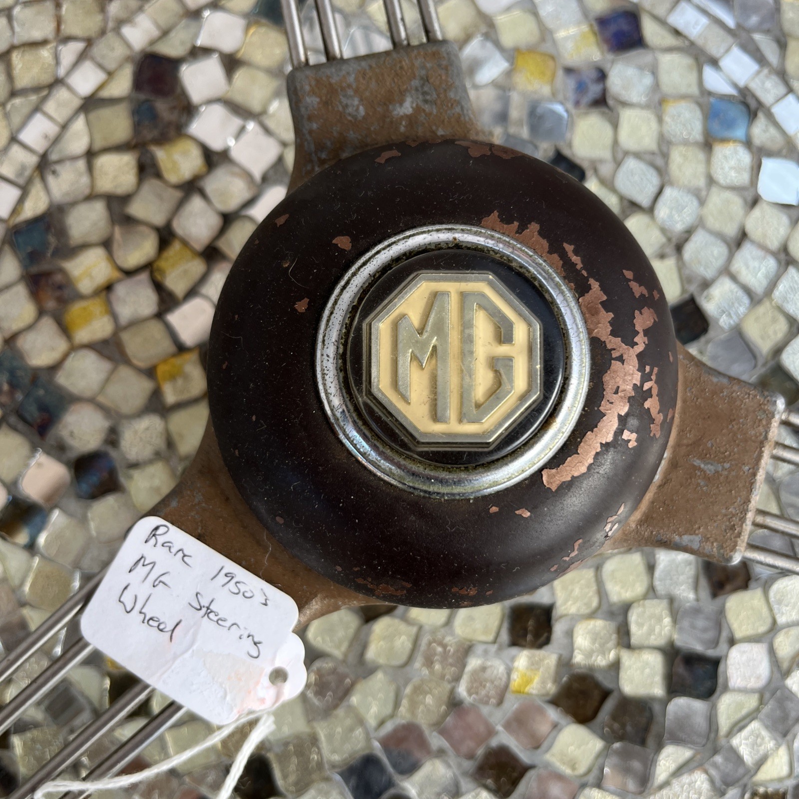 Vtg 1945-1955 MG TD Roadster TF Banjo Steering Wheel 12-spoke Compression Shaft