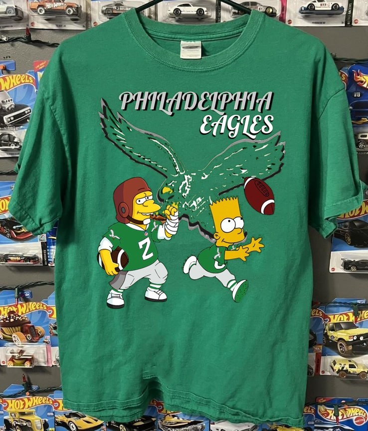 Remake Philadelphia Eagles NFL Football Bart Simpson Green T shirt HN3169