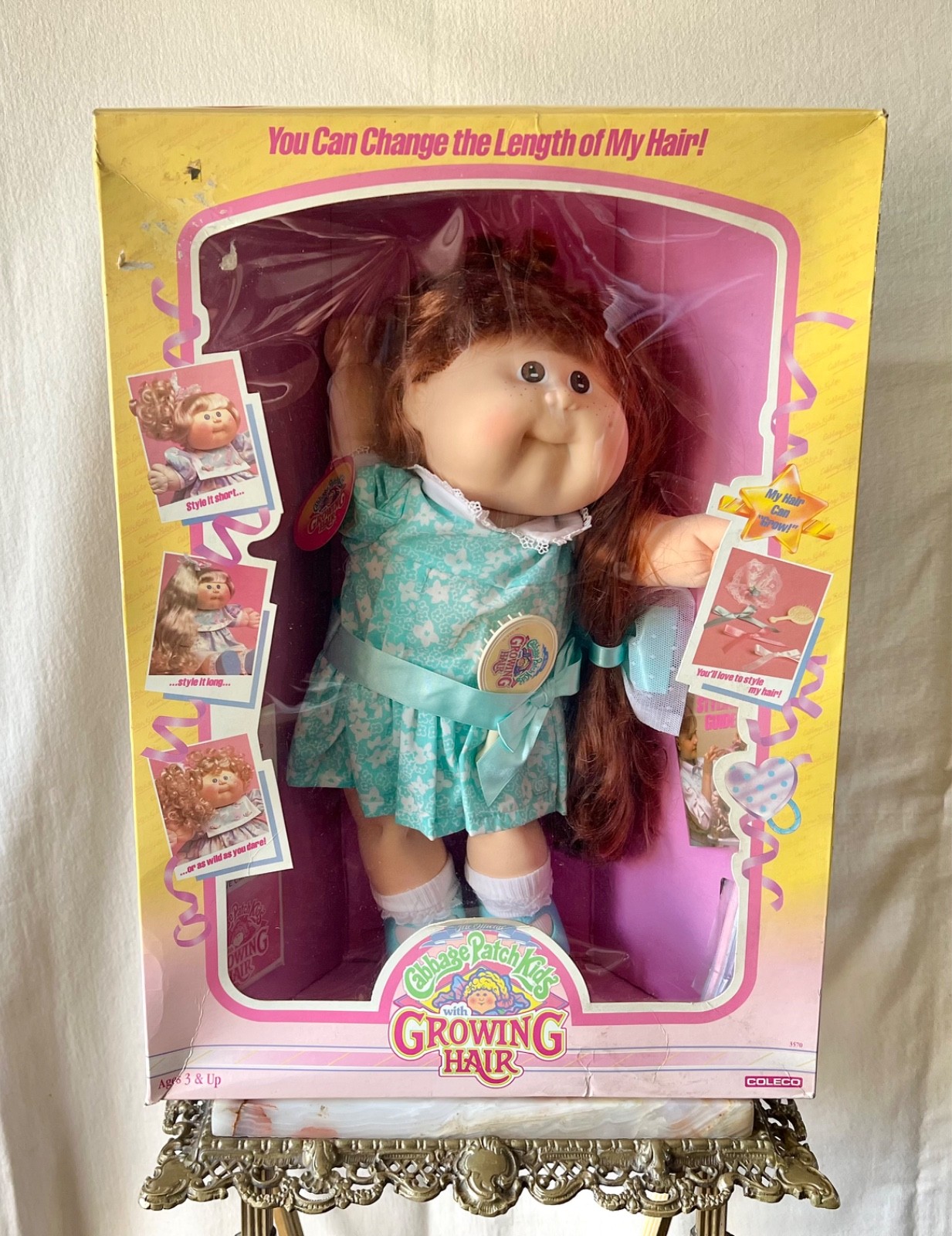 Vintage 1987 Coleco Cabbage Patch Kids Growing Hair Doll Olive Carmen Red Hair 