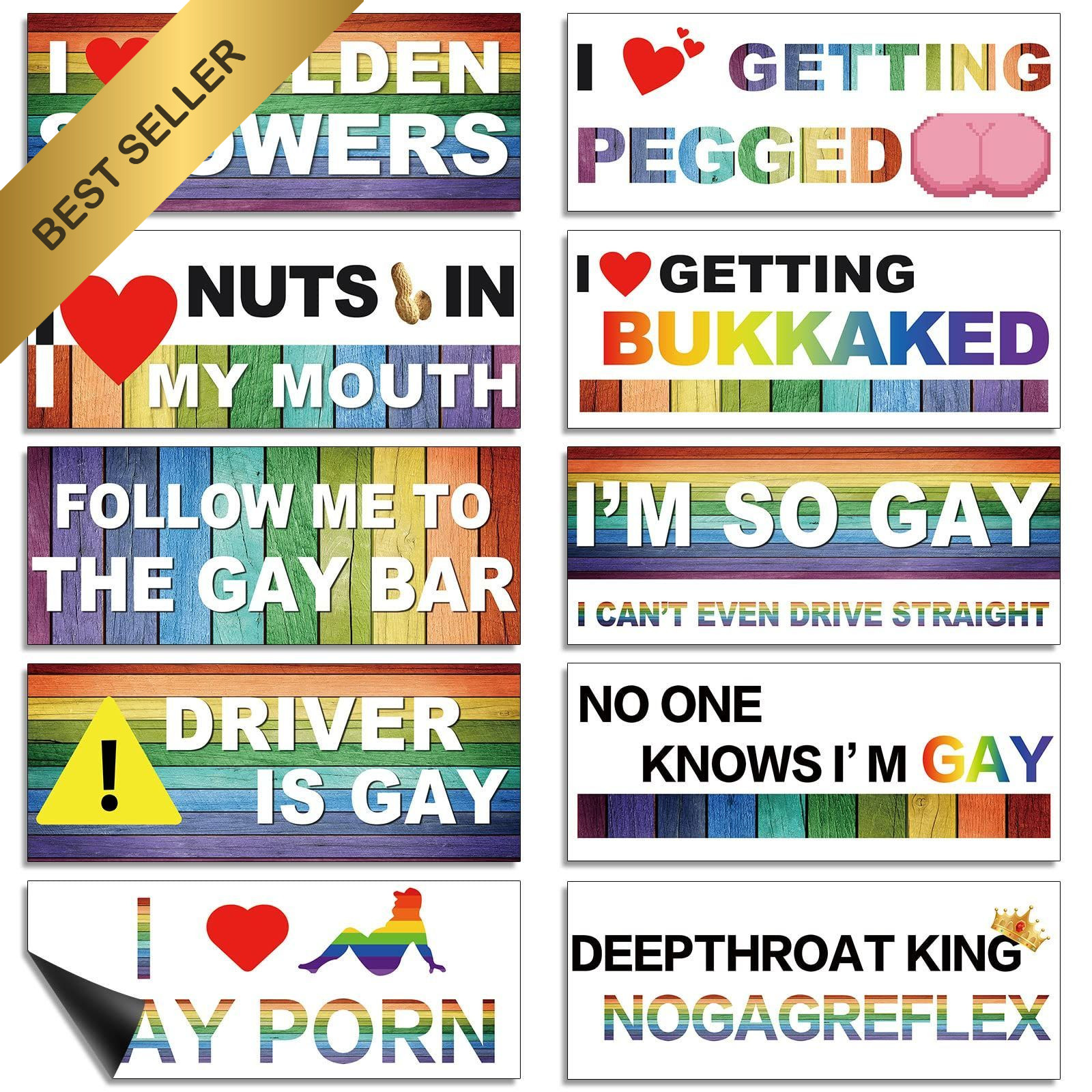 Frienda LGBT Rainbow Bumper Decals Magnetic Funny Prank Car Sticker Set 10 Pcs Frienda LGBT Rainbow Bumper Decals Magnetic Funny Prank Car Sticker Set 10 Pcs