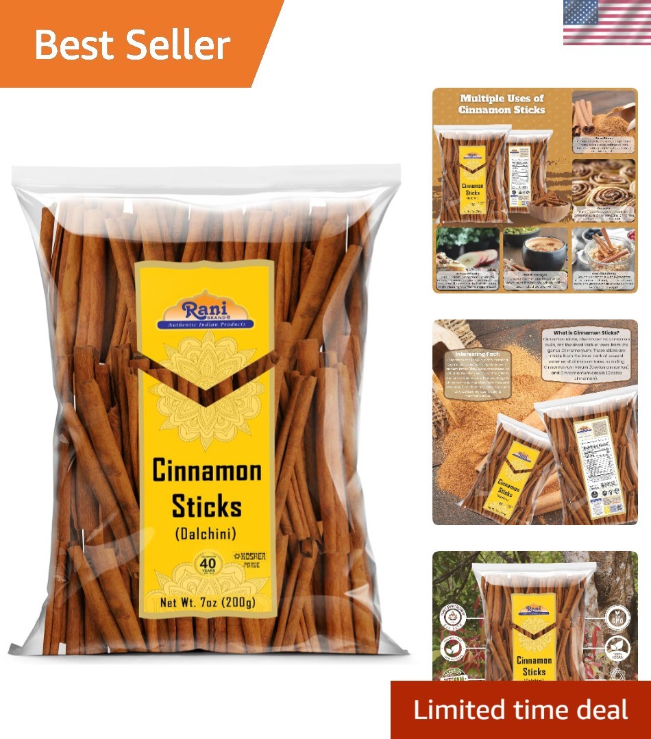 Rani 7oz Cinnamon Sticks - 36-44 Sticks, Strong Aroma for Baking & Beverages